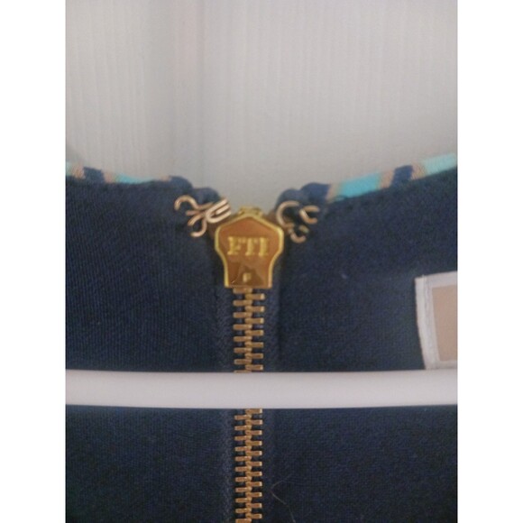 Michael Kors Dress S Sleeveless V-neck Pattern Zipper Geometric Blue Stretch - Picture 4 of 6